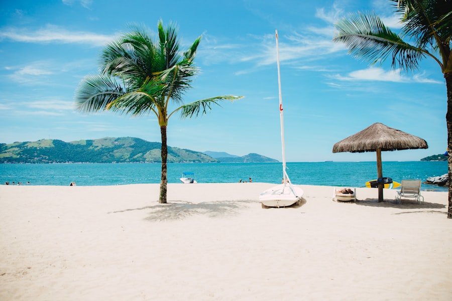 Illustrative beach and coastal promenade image